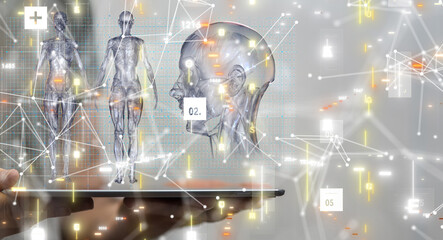digital medical futuristic interface 3D rendering