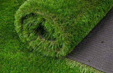 Rolled Artificial Grass Carpet on Display