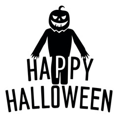 Happy Halloween typography horror text Design with bats, spiders, and pumpkin