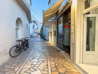 Greece, Spetses island, souvenir shops and narrow street at the old town, © Rawf8