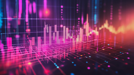 Abstract with pastel colorful charts and graphs with statistics to analyze business potential and forecast future development of companies growth.