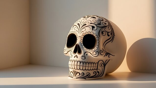 Skull in vintage stule isolated on a blank background,Generative Ai