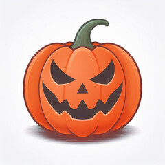 Fototapeta premium Grinning Jack-O'-Lantern with Menacing Eyes. Vibrant Cartoon Style Pumpkin Illustration Featuring Sharp Angles and Bold Shadows on a Crisp White Background, Perfect for Halloween Themed Designs Vector