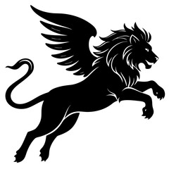 Lion flying silhouette vector