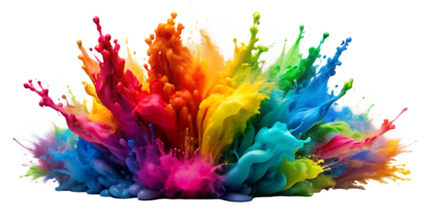 colorful paint explosion isolated on white background.AI GENERATED