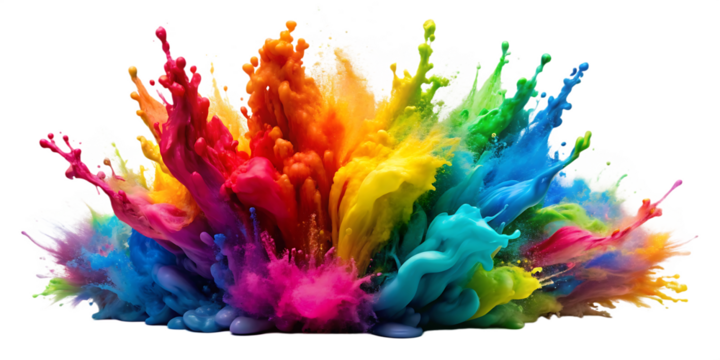 colorful paint explosion isolated on white background.AI GENERATED