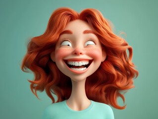 Joyful redhead girl with a bright smile.