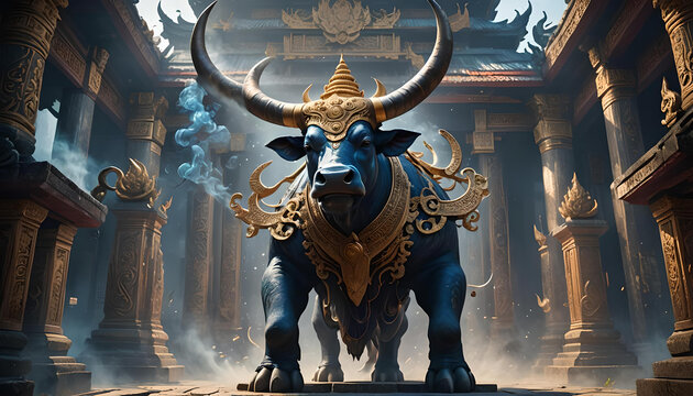 ox thai zodiac heaven background