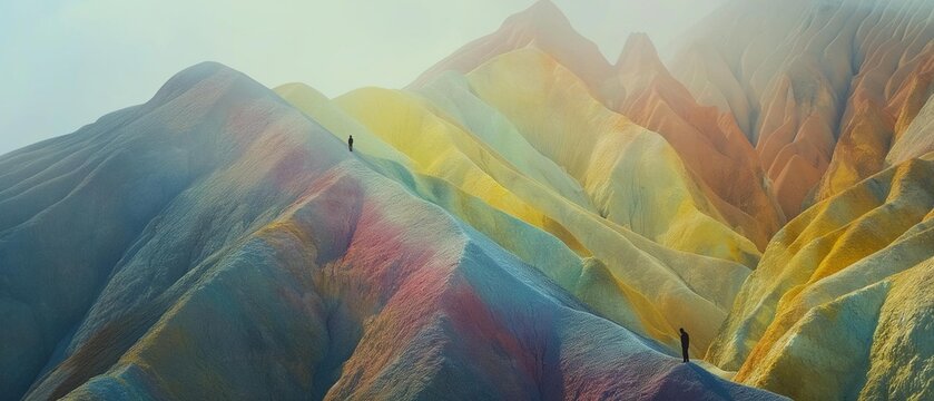 AI generator image of Rainbow Mountain Machu Picchu, Ausangate are the names of large mountains in the Andes. which has many mountains located south of Cusco, Peru