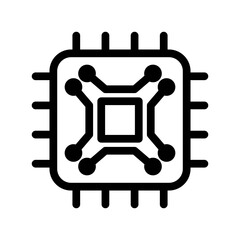 Computer chip icon in thin line style vector illustration graphic design