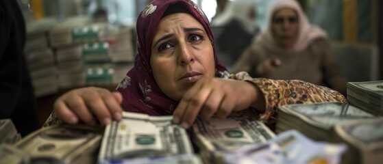 Fototapeta premium AI generator image of UNRWA as money londary,Stack of banknote money 