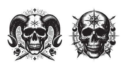 warrior Skull Vector Silhouettes