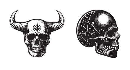 Dynamic Skull Vector Silhouettes