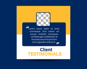 Testimonial review template with star rating remark blue