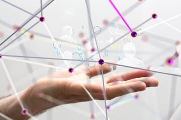 Neural network concept. Connected cells with links.