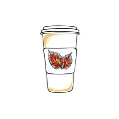 Freehand coffee to go sticker. Coffee glass sticker template