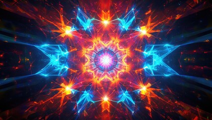 Obraz premium Abstract kaleidoscope with red and blue lights.