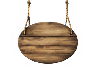Rustic Wooden Oval Sign Hanging from Ropes