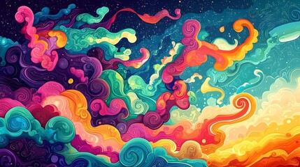 Abstract Colorful Swirling Pattern.