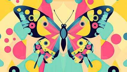 Abstract colorful geometric butterfly.
