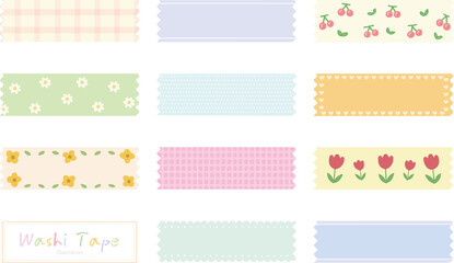 hand drawn Colorful cute Washi Tape Design Element Vector Clip Art illustration