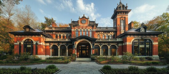 Obraz premium Victorian Era Mansion with Lush Gardens