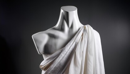 White toga draped over a mannequin