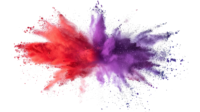 A succinct depiction of a red and purple paint color powder