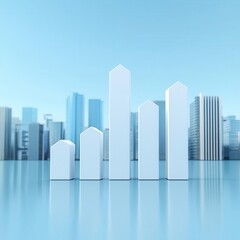 Economic growth targets, urban skyline, policy strategies, 3D illustration