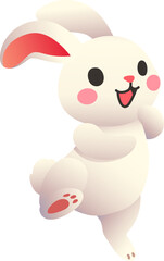 Jumping Bunny with Joyful Expression (Gradient Color Style)