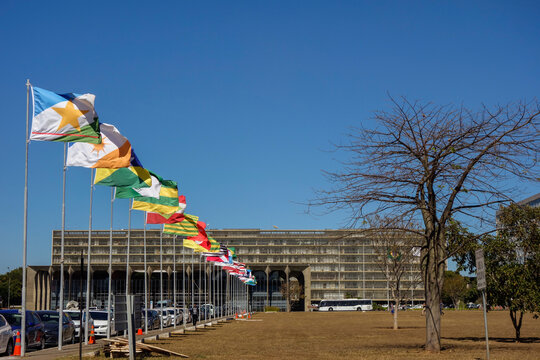 states avenue or Alameda dos Estados in Brasilia, Brazil. Esplanada dos Ministerios