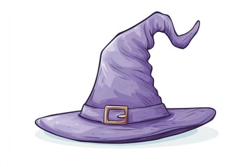 Violet Witch Hat Illustration Isolated on White Background