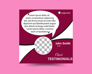 Clients feedback or testimonial web banner for social media post