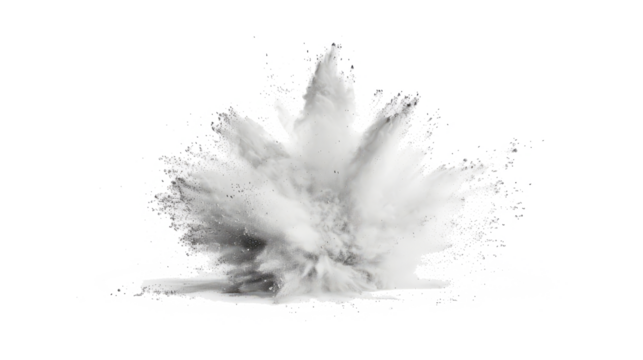 bright white paint color powder festival explosion burst isolated white background.	