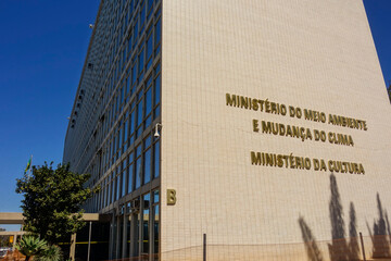 Exterior view of the Ministry of environment, climate change and culture building in Brasilia, Brazil