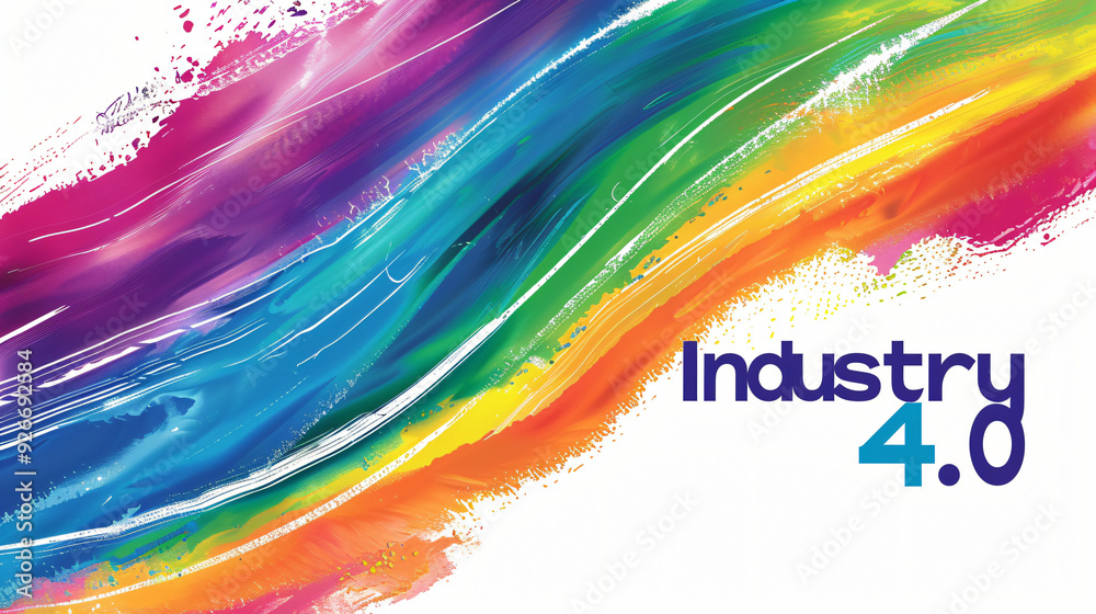 Poster energetic and vivid brushstroke symbolizing the technological progress and innovation of industry 4.