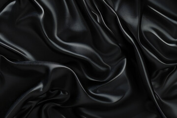 Obraz premium Black Satin Fabric with Smooth Texture and Luxurious Folds for an Elegant and Silky Design Background