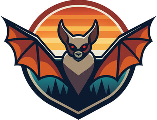 Flat color bat logo illustration