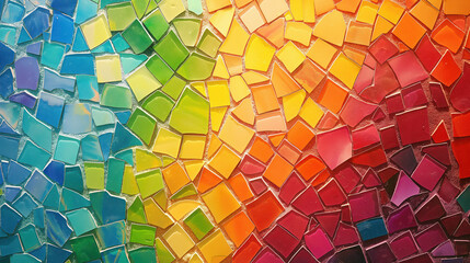 Colorful Abstract Mosaic Background with Vibrant Rainbow Gradient Tiles and Textured Surface