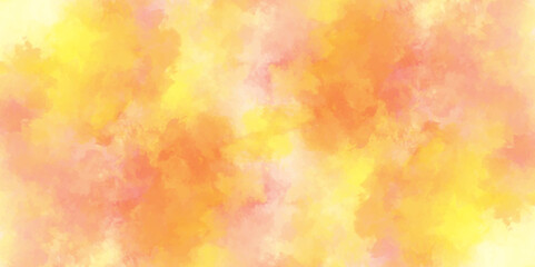 Abstract orange and yellow color background with bokeh .Delicate sepia background with paint stains watercolor texture .subtle watercolor orange yellow gradient illustration.	