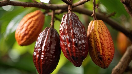 Cocoa Fruits hanging on tree This is the seeds of cocoa.