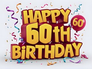 Happy 60th birthday with gold and silver balloons
