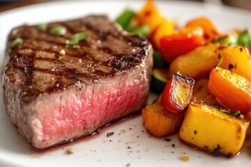 Juicy Steak Served with Roasted Vegetables