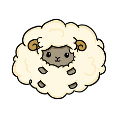 cute kawaii sheep cartoon illustration