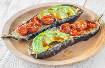 Baked eggplant with avocado