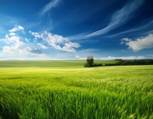 Obraz premium Green field under blue sky