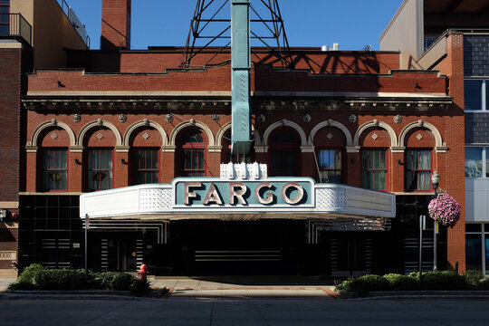 FARGO, NORTH DAKOTA - 4 OCT 2021: The Fargo Theatre is an art deco movie theater in downtown, is now a center for the arts in the Fargo-Moorhead metropolitan area