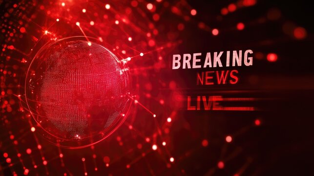 Hot News Alert with Red Background and Globe Icon