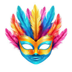 Carnival Mask with Colorful Feather Border