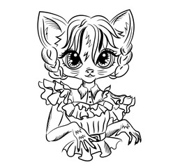 Obraz premium Cartoon cat dancing dance for Halloween coloring